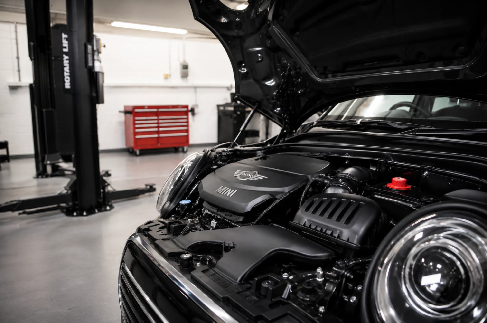 Mini Cooper engine bay